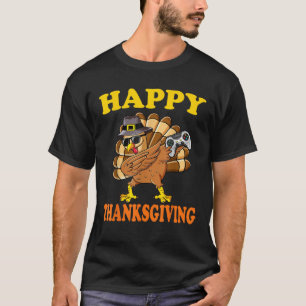 Happy Thanksgiving Dabbing Gamer Turkey Kids Boys  T-Shirt
