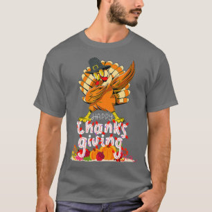 Happy Thanksgiving Dabbing Turkey Day Men Women K T-Shirt