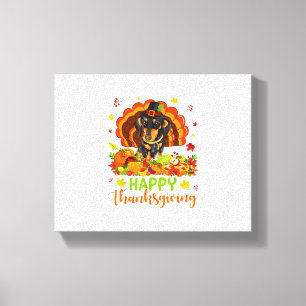 Happy Thanksgiving Dachshund Dog Turkey Dog Lover  Canvas Print