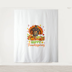 Happy Thanksgiving Dachshund Dog Turkey Dog Lover Tapestry
