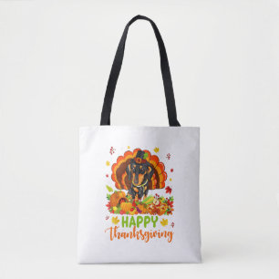 Happy Thanksgiving Dachshund Dog Turkey Dog Lover Tote Bag