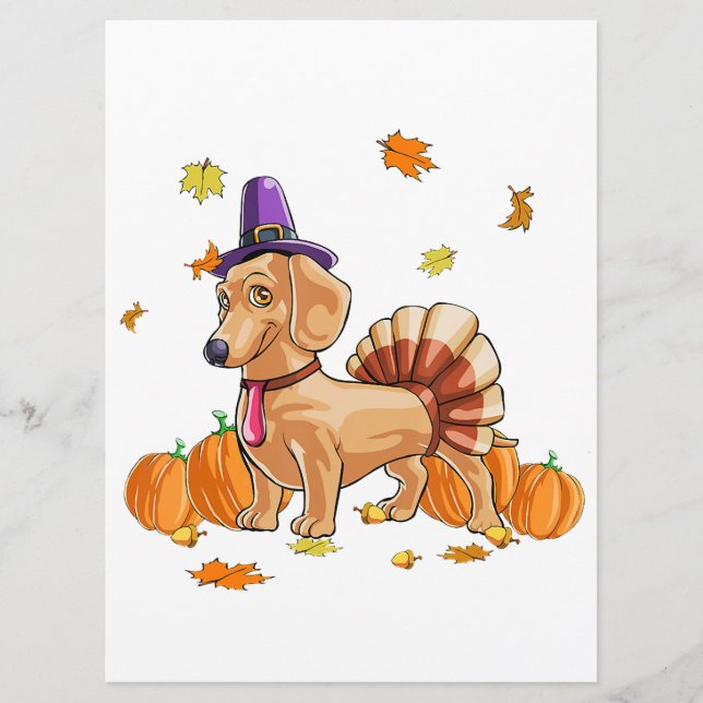 Happy Thanksgiving Dachshund Turkey Costume T  Fun Menu (Front)