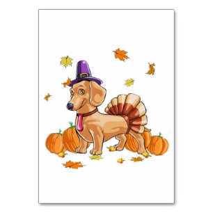 Happy Thanksgiving Dachshund Turkey Costume T  Fun Table Number