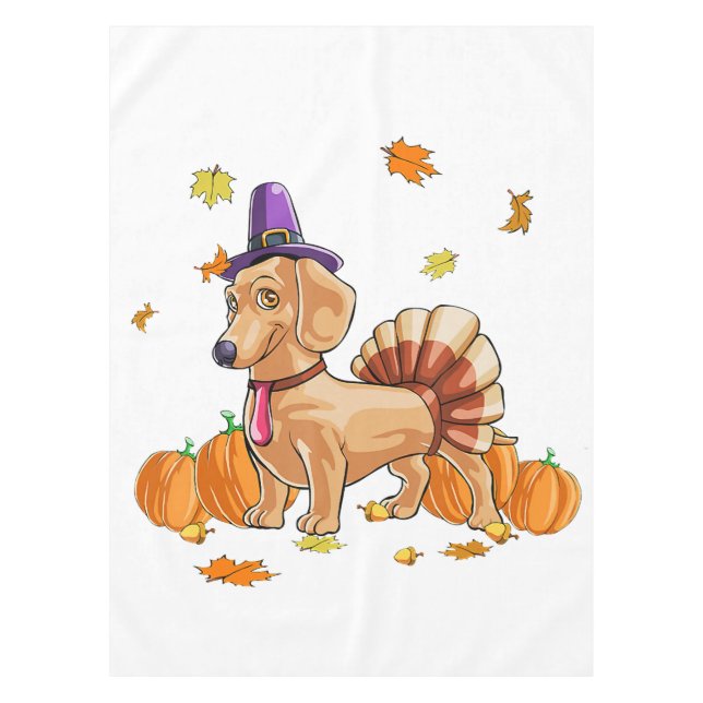 Happy Thanksgiving Dachshund Turkey Costume T  Fun Tablecloth (Front)