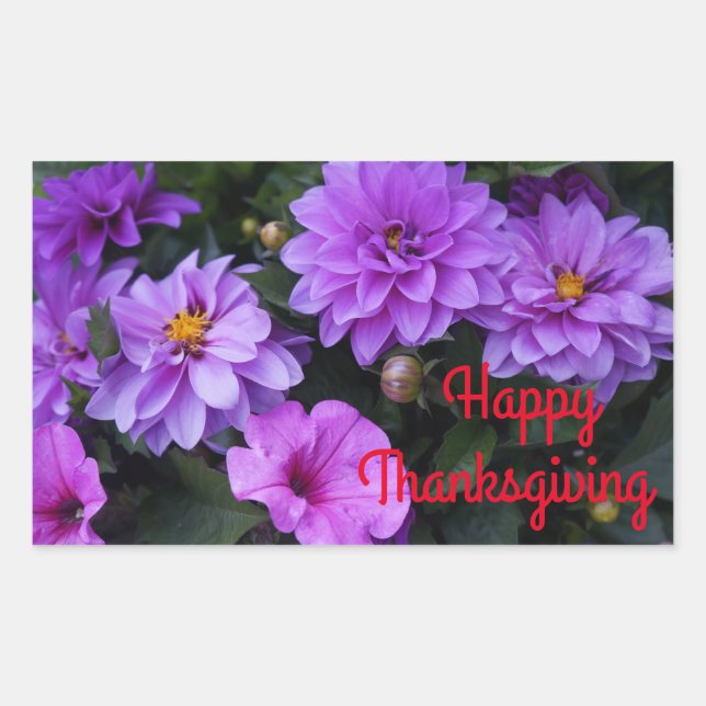 Happy Thanksgiving Dahlia Lilac & Petunia Stickers (Front)
