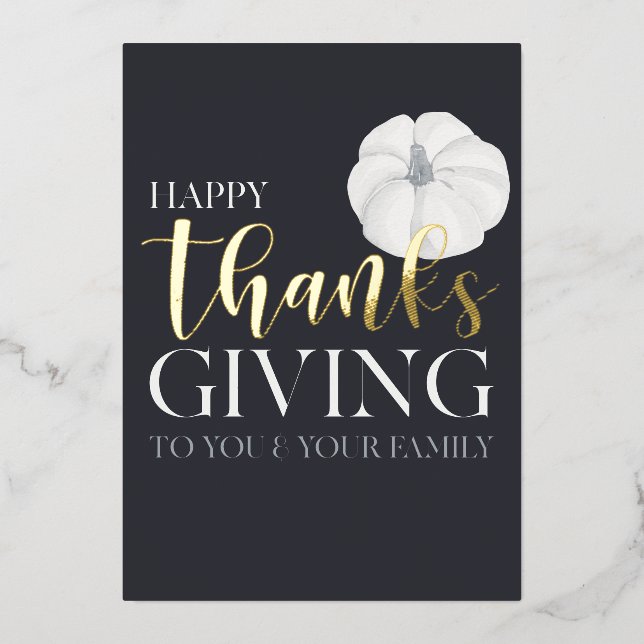 "Happy Thanksgiving" darkblue real Foil Holiday  (Front)