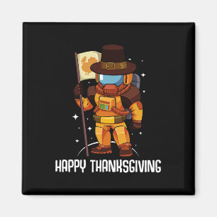 Happy Thanksgiving Day Astronaut Turkey Flag Fall Magnet