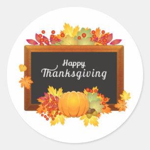Happy Thanksgiving Day autumn colour leaves Classic Round Sticker