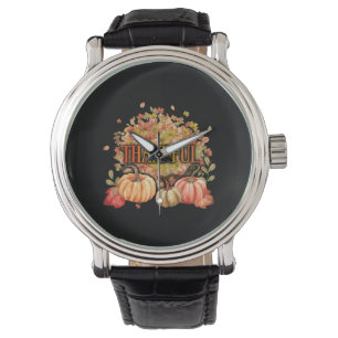 Happy Thanksgiving Day Autumn Fall Maple Leaves Watch