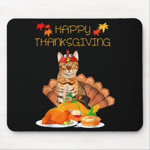 Happy Thanksgiving Day Bengal Cat Gift Cat Funny T Mouse Mat