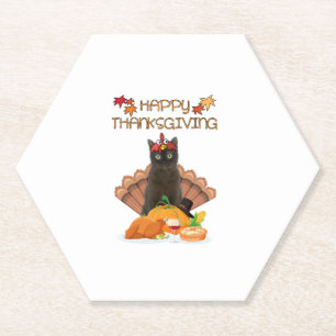 Happy Thanksgiving Day Burmese Cat Gift Funny Turk Paper Coaster