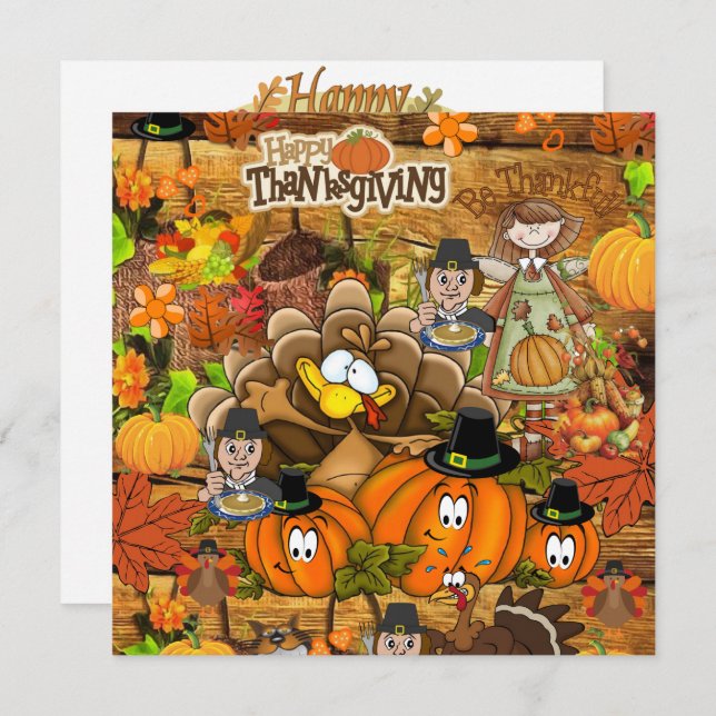 Happy Thanksgiving Day Card Invitation (Front/Back)