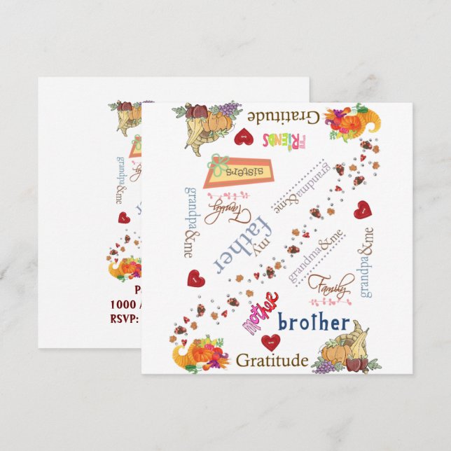 Happy Thanksgiving Day Card Invitation (Front/Back)
