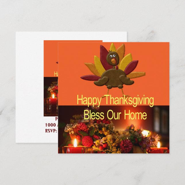 Happy Thanksgiving Day Card Invitation (Front/Back)