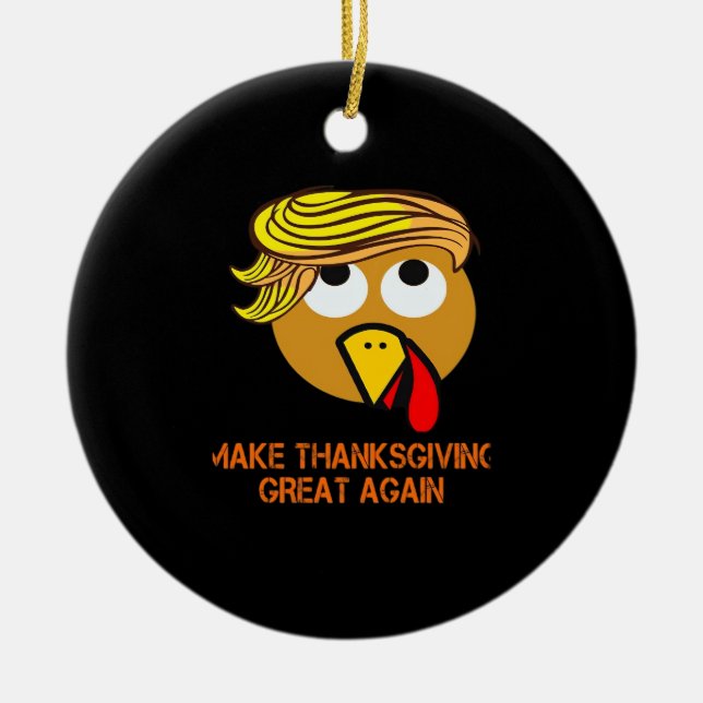 Happy Thanksgiving Day Ceramic Tree Decoration (Front)