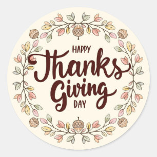 Happy Thanksgiving Day Classic Round Sticker