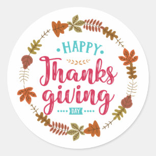 Happy Thanksgiving Day Classic Round Sticker