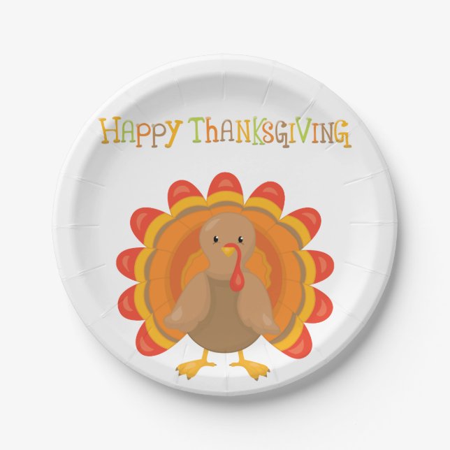 Happy Thanksgiving Day Dinner Paper Plate (Front)