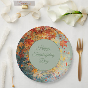 Happy Thanksgiving Day,Fall Autumn Season, Modern Paper Plate