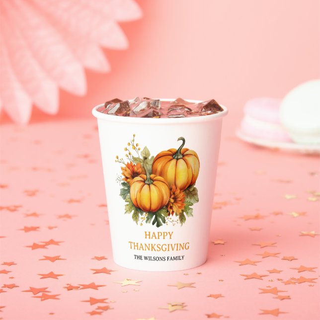 Happy Thanksgiving Day |Fall Holiday Turkey Dinner Paper Cups (Insitu)