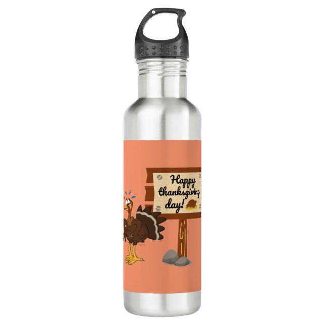 Happy Thanksgiving Day Funny 710 Ml Water Bottle (Front)