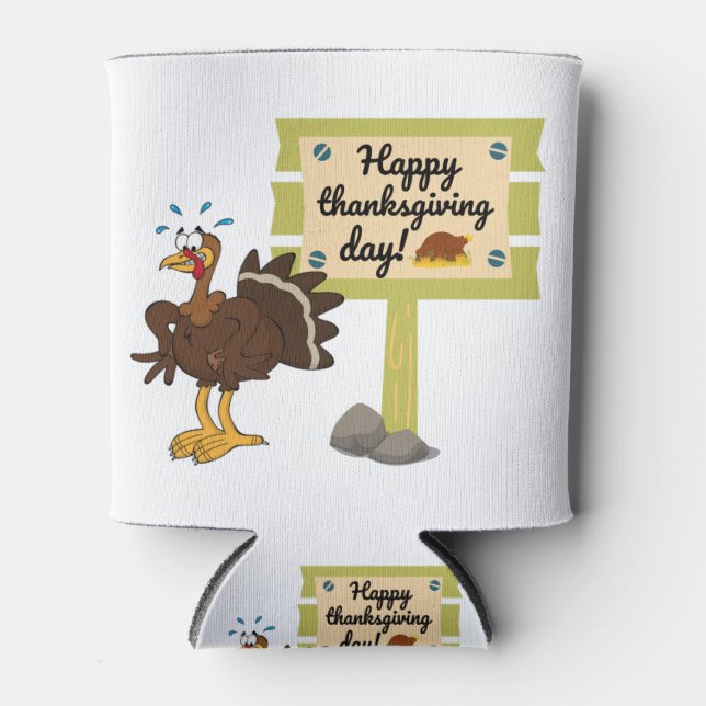 Happy Thanksgiving Day Funny Can Cooler (Front)