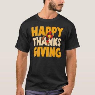 Happy Thanksgiving Day Funny Cute Pilgrim Turkey M T-Shirt