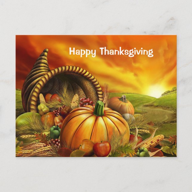 Happy Thanksgiving Day Greeting Holiday Postcard (Front)