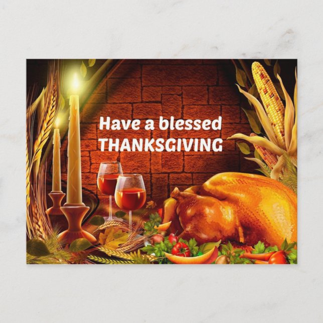Happy Thanksgiving Day Greetings Holiday Postcard (Front)