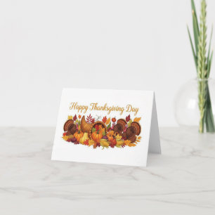 Happy Thanksgiving Day — Harvest & Turkey Greeting Thank You Card