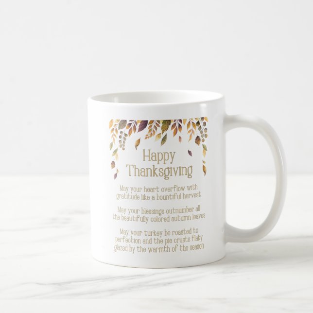 Happy Thanksgiving Day Holiday Poem Coffee Mug (Right)