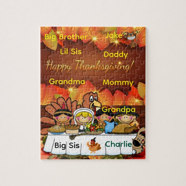 Happy Thanksgiving Day Jigsaw Family Grateful Jigsaw Puzzle (Vertical)
