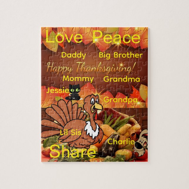 Happy Thanksgiving Day Jigsaw Family Grateful Jigsaw Puzzle (Vertical)