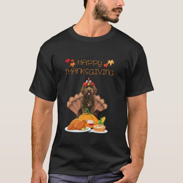 Happy Thanksgiving Day Labradoodle Gift Dog Funny  T-Shirt (Front)