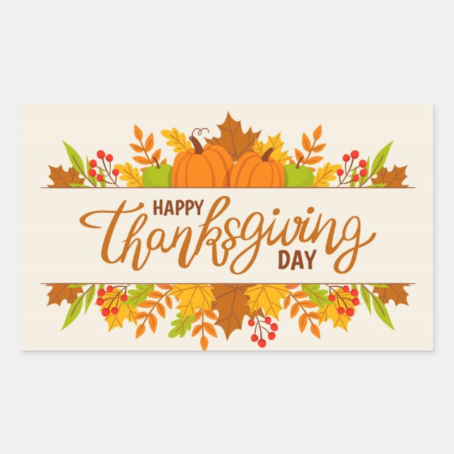 Happy Thanksgiving Day Rectangular Sticker (Front)