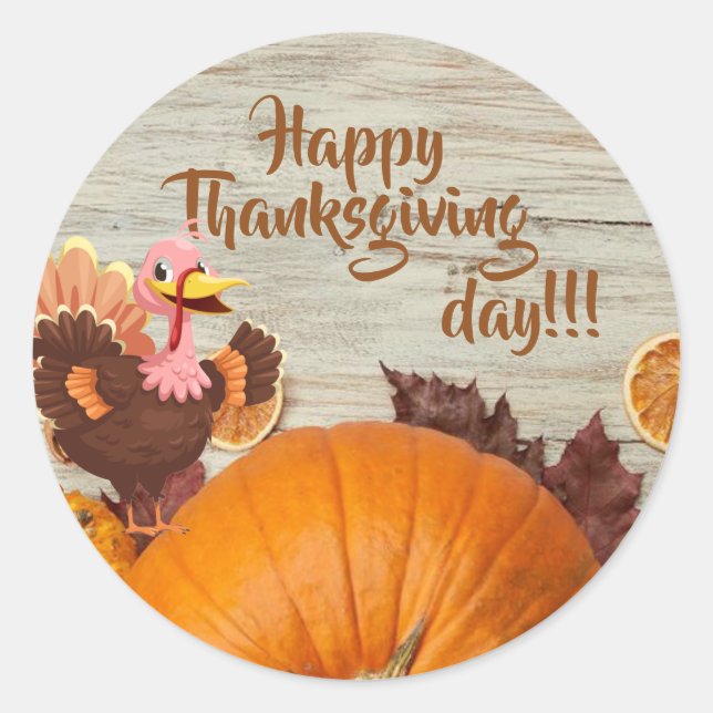 Happy Thanksgiving Day Sticker (Front)