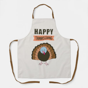 Happy Thanksgiving Day Turkey Grateful Holiday Apron