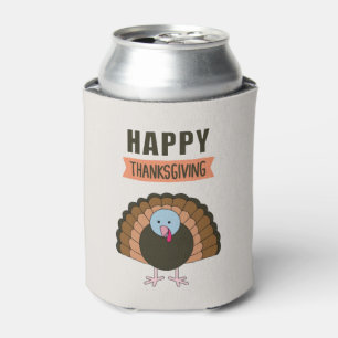 Happy Thanksgiving Day Turkey Grateful Holiday Can Cooler