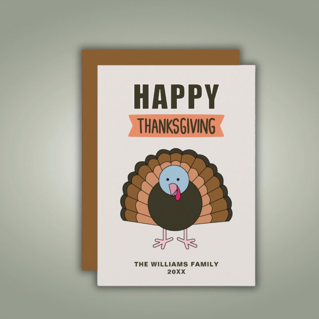 Happy Thanksgiving Day Turkey Grateful Holiday Card (Creator Uploaded)
