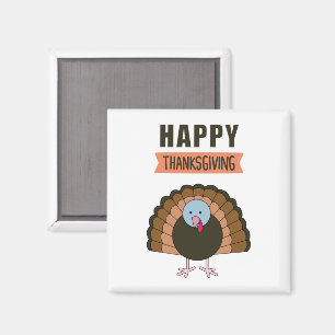 Happy Thanksgiving Day Turkey Grateful Holiday Magnet