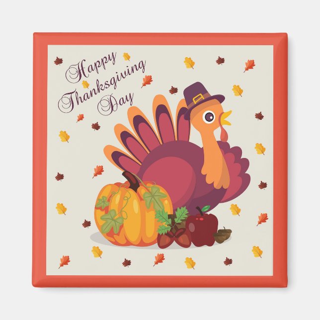 Happy Thanksgiving Day Turkey Magnet (Front)