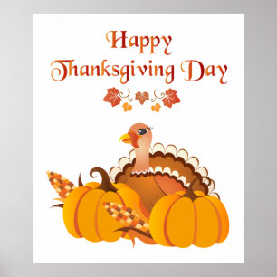 Happy Thanksgiving Day Turkey Poster