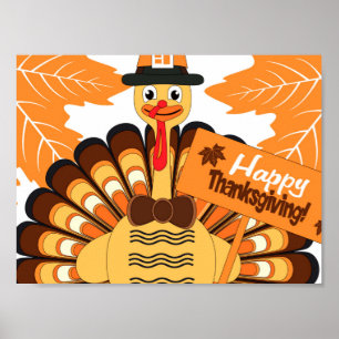Happy Thanksgiving Day Turkey Poster