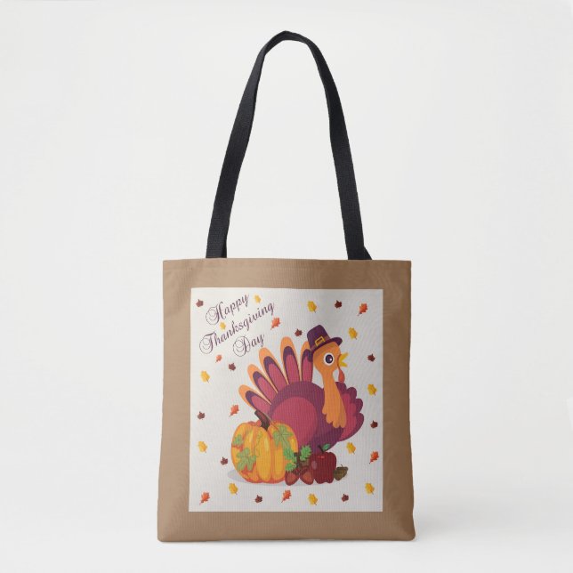 Happy Thanksgiving Day Turkey Tote Bag (Front)