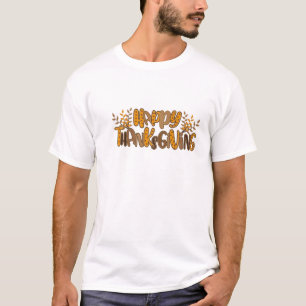Happy Thanksgiving Day Typography with Leaves T-Shirt