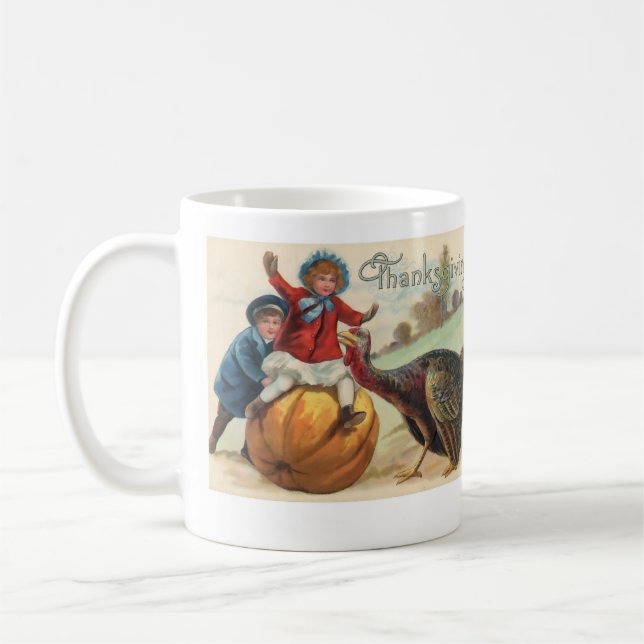 Happy Thanksgiving Day! (Vintage Americana) Coffee Mug (Left)