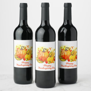 Happy Thanksgiving Day Wine Label