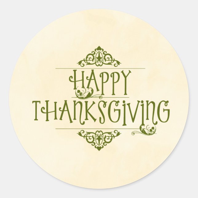 Happy Thanksgiving Decorative Typography Classic Round Sticker (Front)