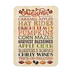 Happy Thanksgiving Descriptive words Autumn Magnet