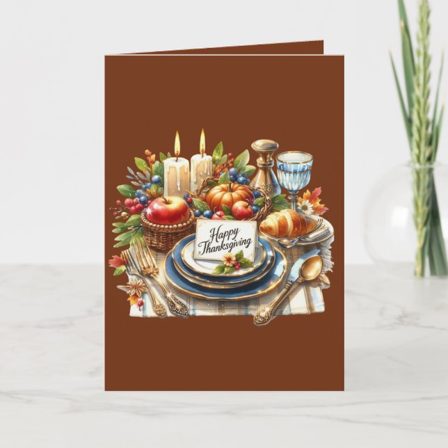 Happy Thanksgiving Dinner add message  Holiday Card (Front)